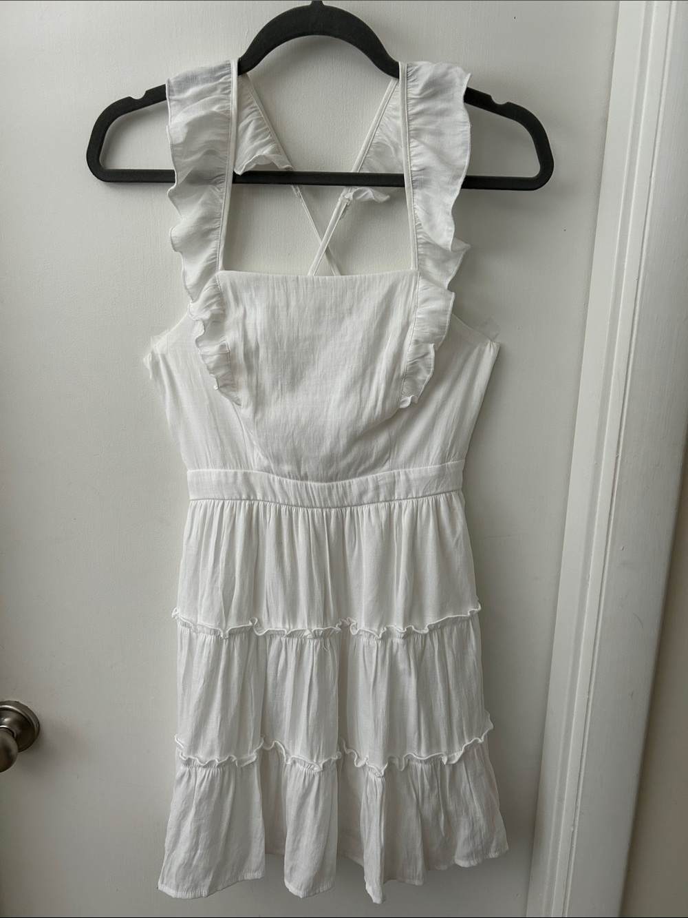 Altar'd State White Ruffled Tiered Mini Dress